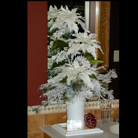 Christmas Centerpiece - White - Themed Rentals - Artificial Christmas Wedding Centerpiece for lease or rent